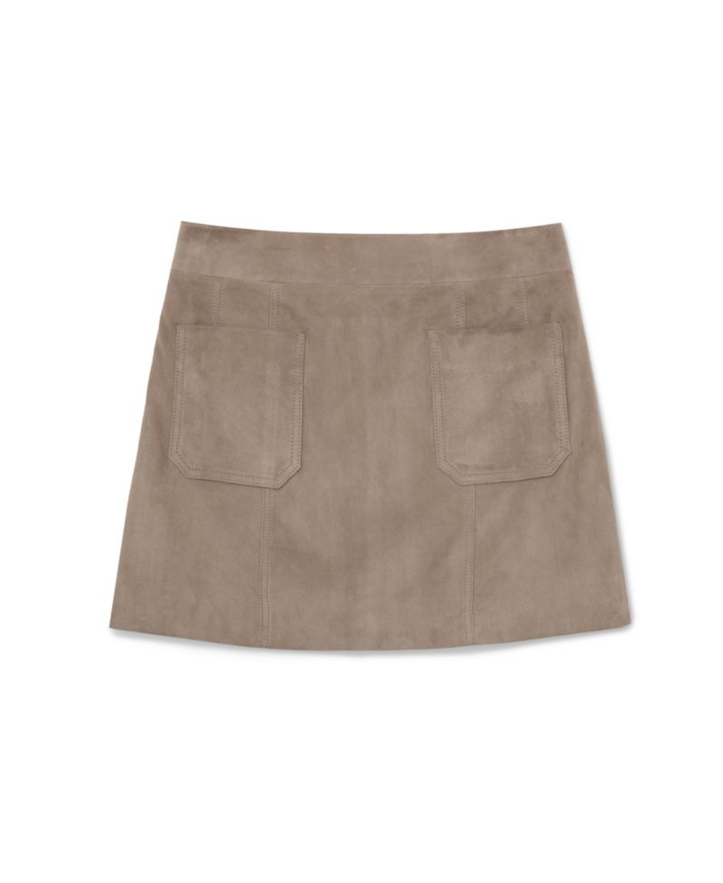 Women's Suede Patch-Pocket Mini Skirt