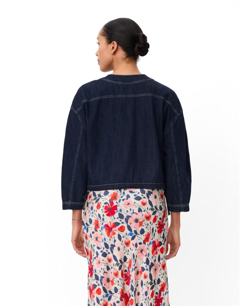 Women's Cropped-Denim Button-Front Jacket