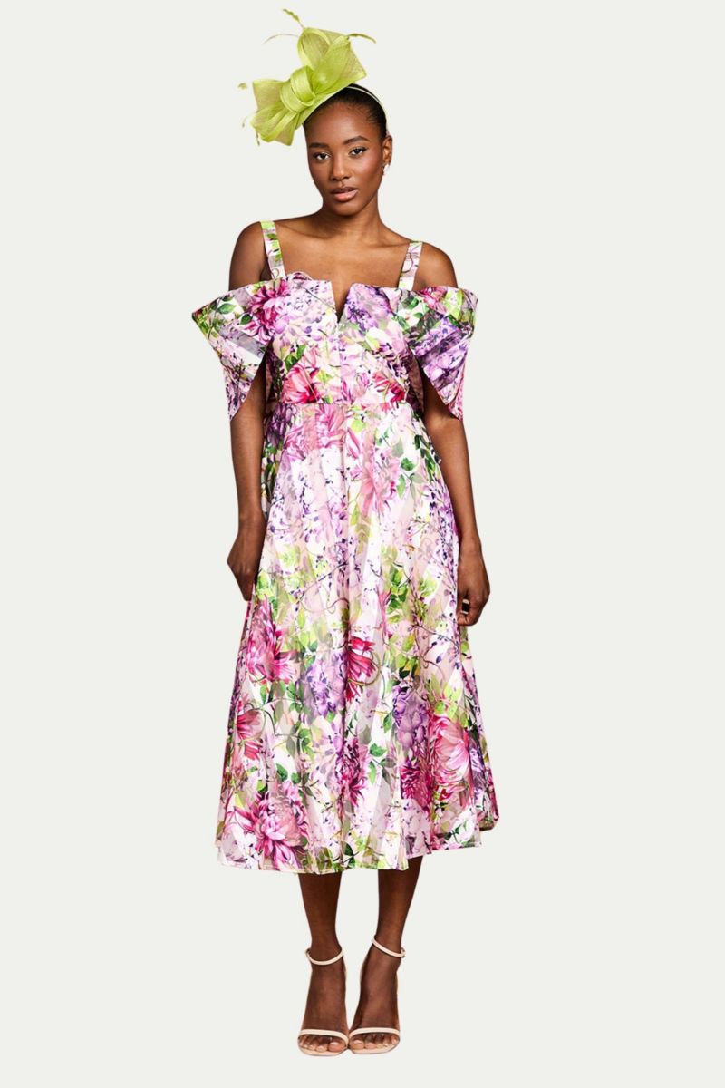 Women's Organza Bardot Midi Dress