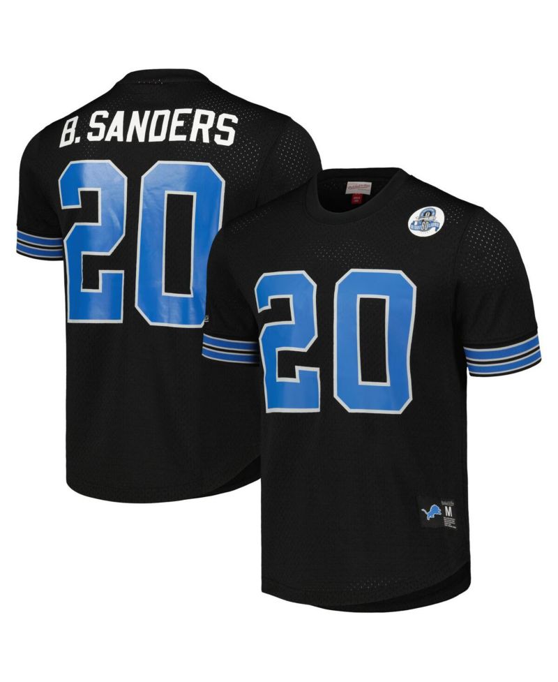 Men's Barry Sanders Black Detroit Lions Big & Tall Mesh Player Name & Number Shirt