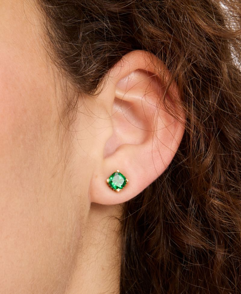 Color Cubic Zirconia Square Stud Earrings