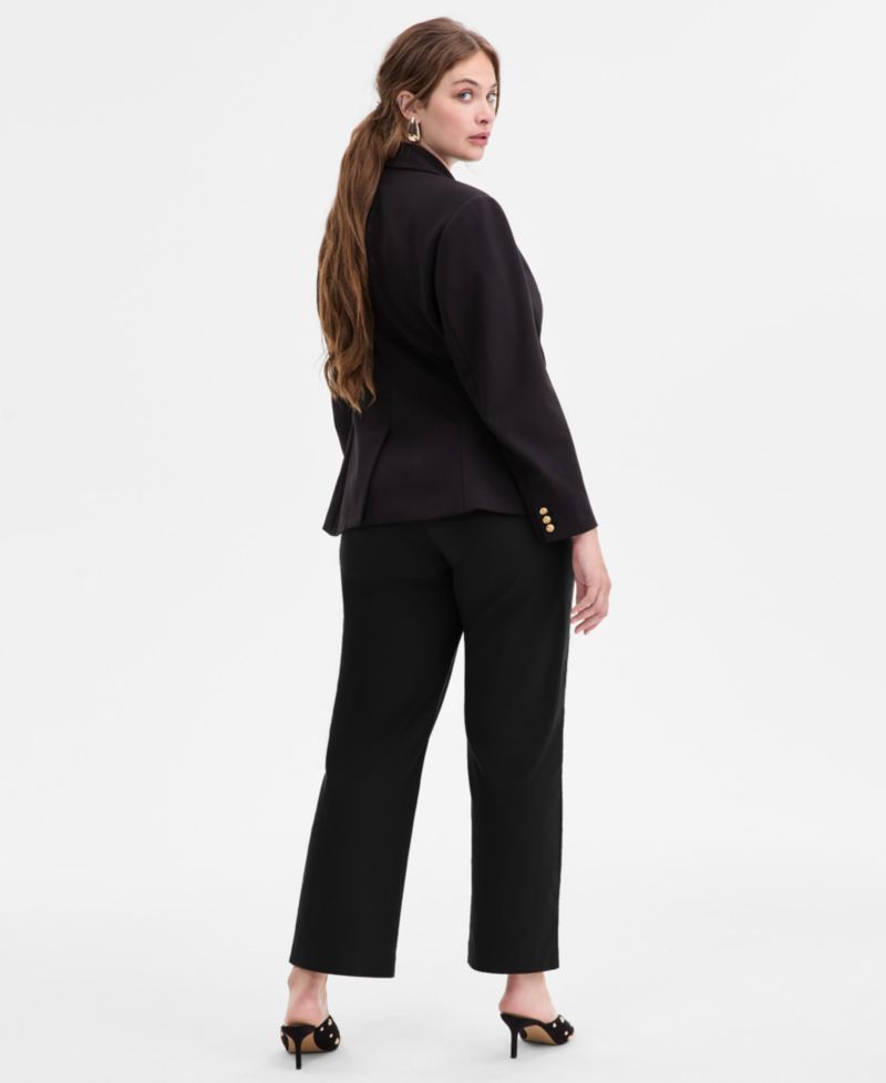 Plus Size Mid-Rise Pull-On Straight-Leg Pants
