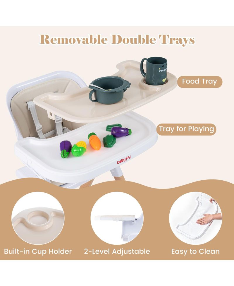 4-in-1 Convertible Baby High Chair with Detachable and Adjustable Tray