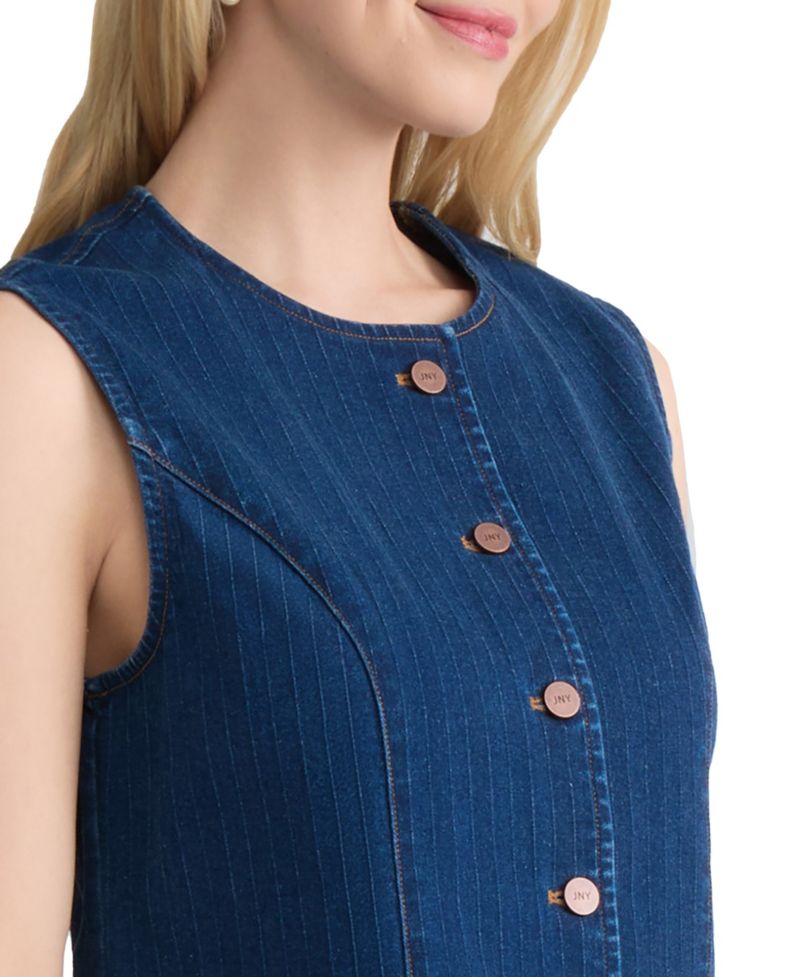 Petite Sleeveless Woven Denim Vest