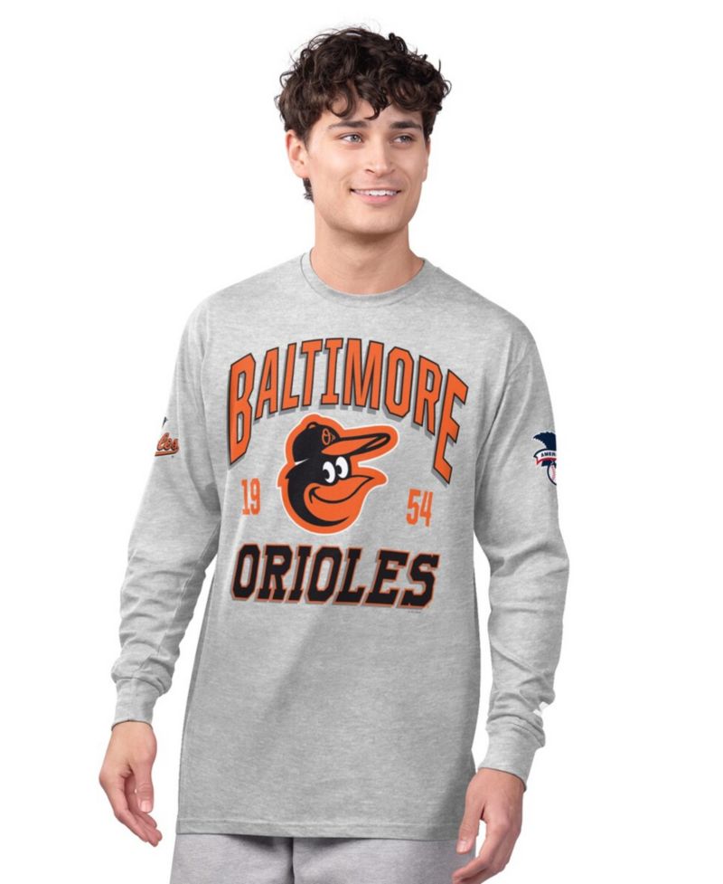 Men's 2-Pack Heather Gray/Orange Baltimore Orioles Long Sleeve Short Sleeve T-Shirt Set