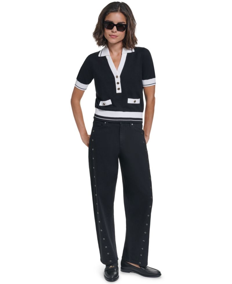 Women's Short-Sleeve Collared Sweater