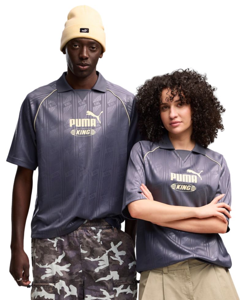 Men's King Football Boot Ribbed Collar Graphic Jersey T-Shirt