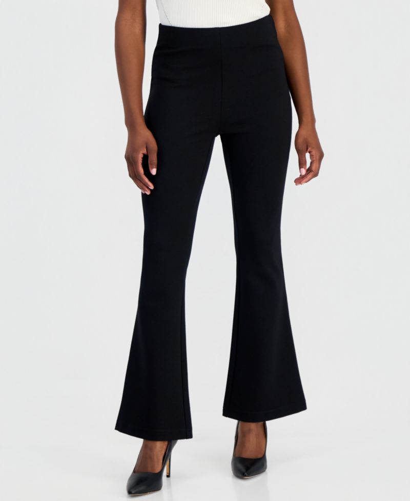 Petite Ponte-Knit Flare Pants