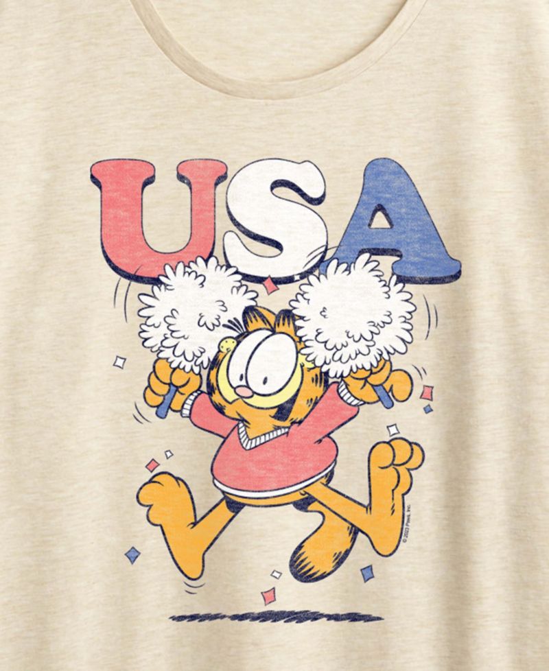 Plus Size Garfield USA Cheer Short-Sleeve T-Shirt