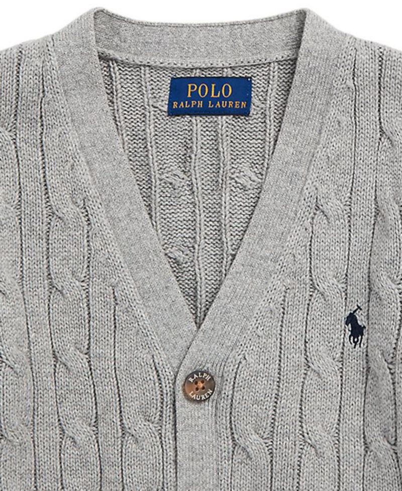 Toddler and Little Boys Cable-Knit Cotton V-Neck Cardigan Sweater
