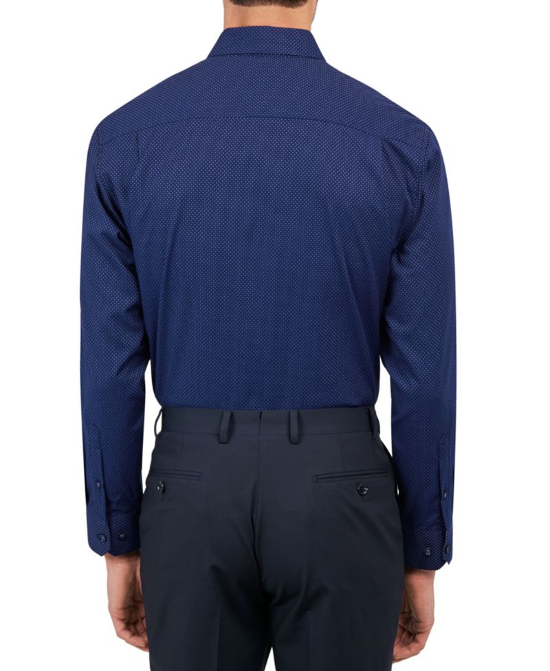 Men's Dot-Print Wrinkle-Free Dress Shirt