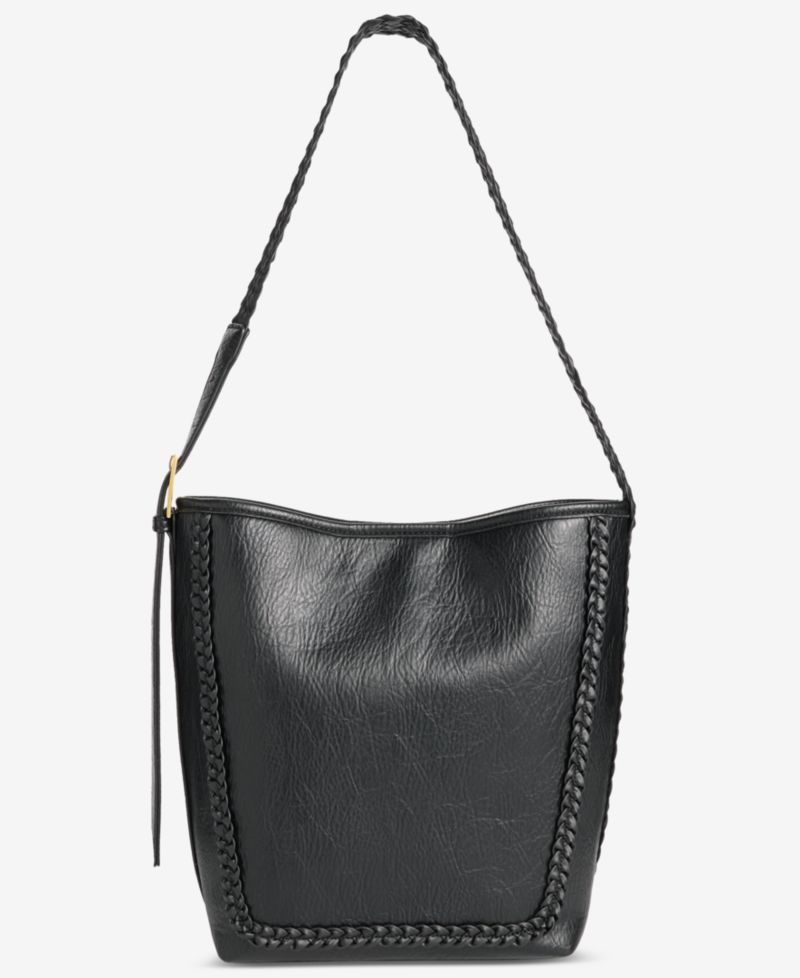 Braided-Edge Soft Bucket Bag