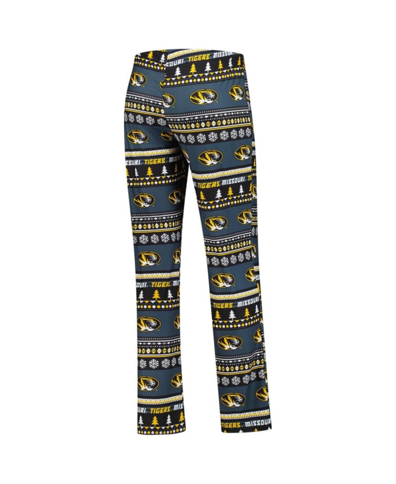 Women's Black Missouri Tigers Ugly Sweater Holiday Long Sleeve Top & Pants Sleep Set