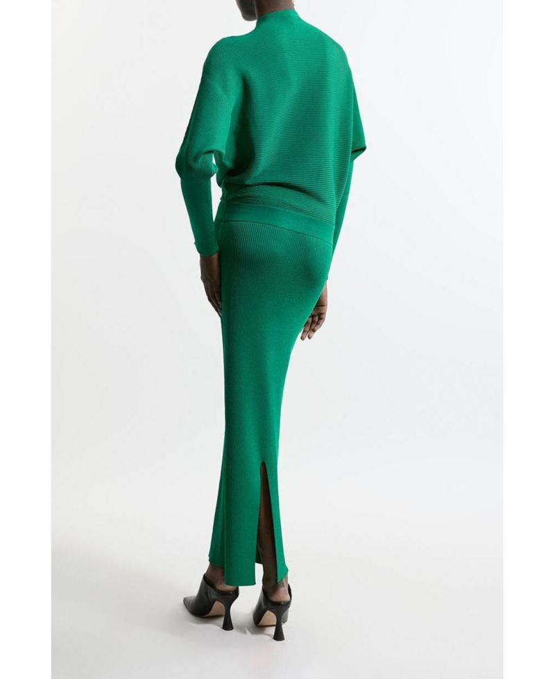 Women's Drape Knit Bat Wing Pencil Midi Dress