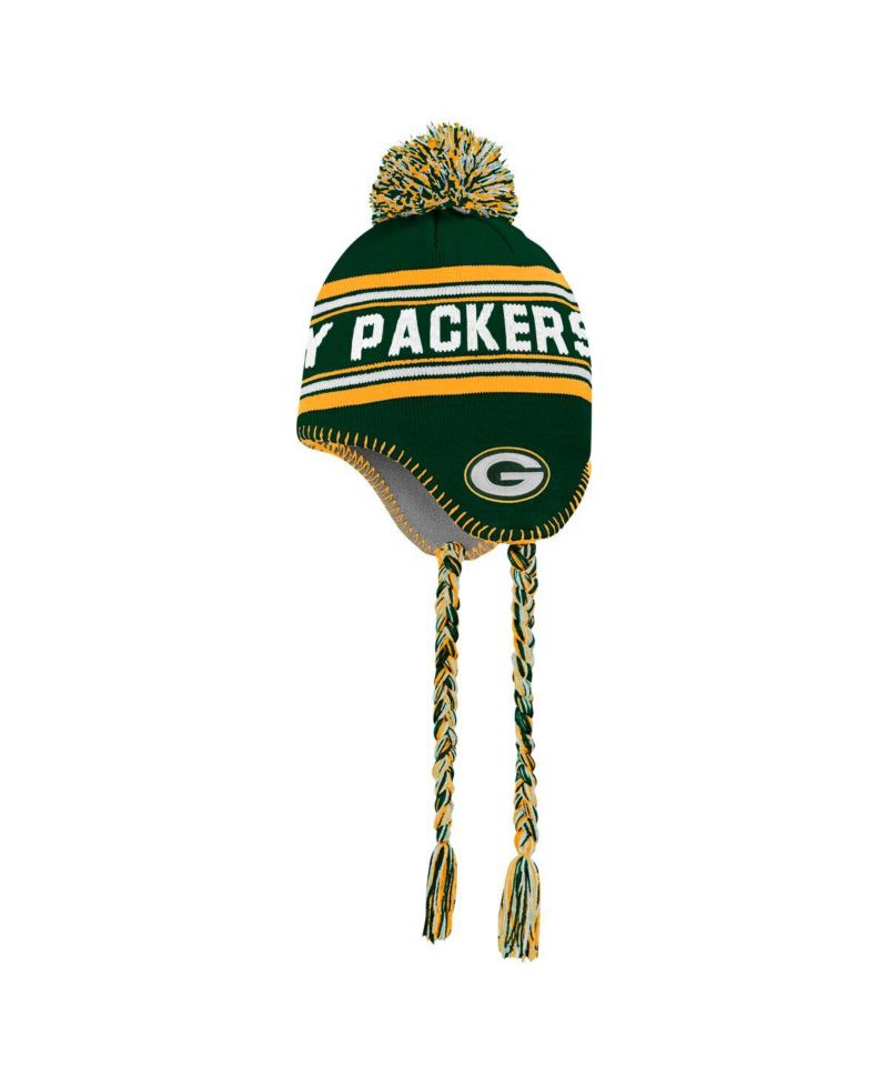 Big Boys and Girls Green Bay Packers Jacquard Tassel Knit with Pom Hat