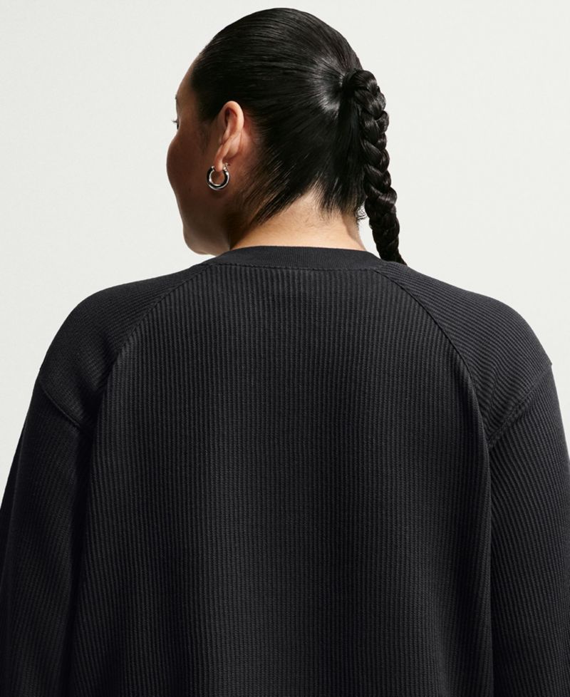 Plus Size Sportswear Chill Waffle Oversized Henley Long-Sleeve Top