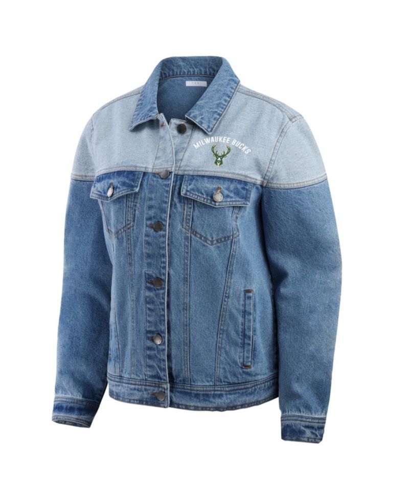 Women's Blue Milwaukee Bucks Full-Button Denim Jacket