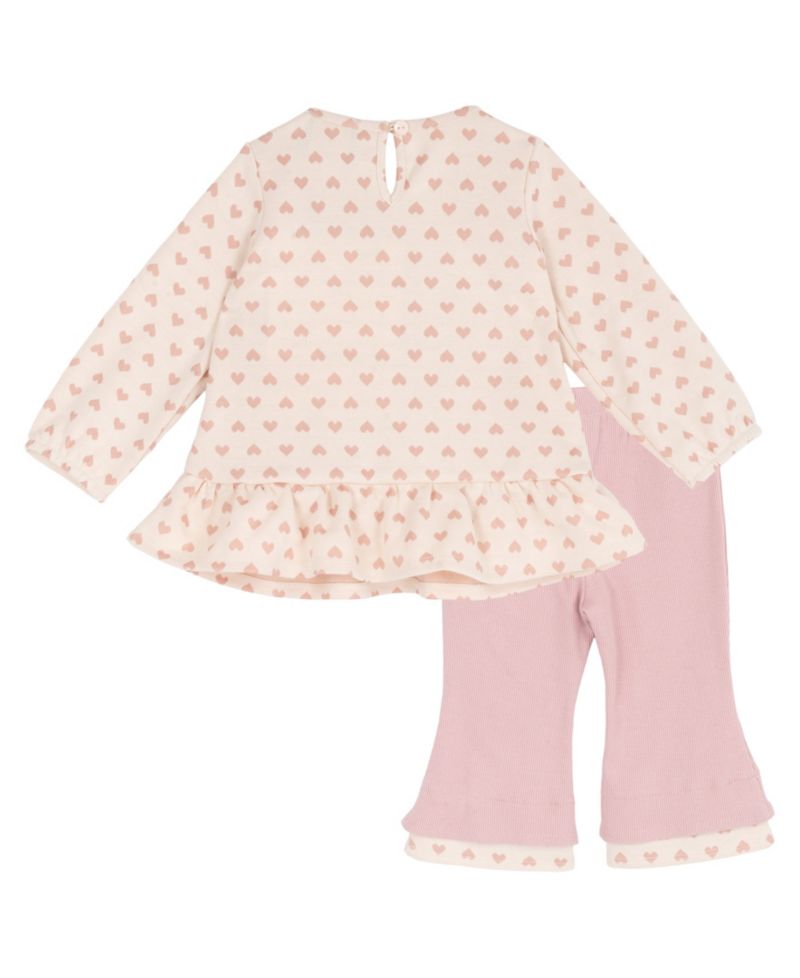 Baby Girls' Heart Double Knit Top and Rib Legging, 2-Piece Set