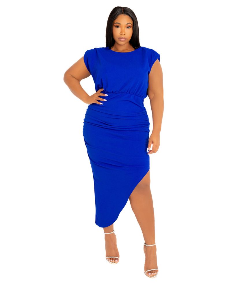 Plus Size Sleeveless Asymmetrical Ruched Dress