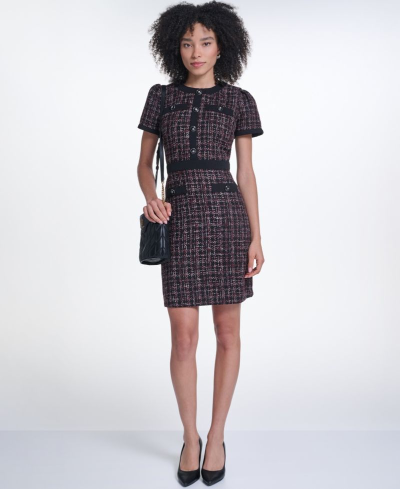 Women's Tweed Contrast-Trim Sheath Dress