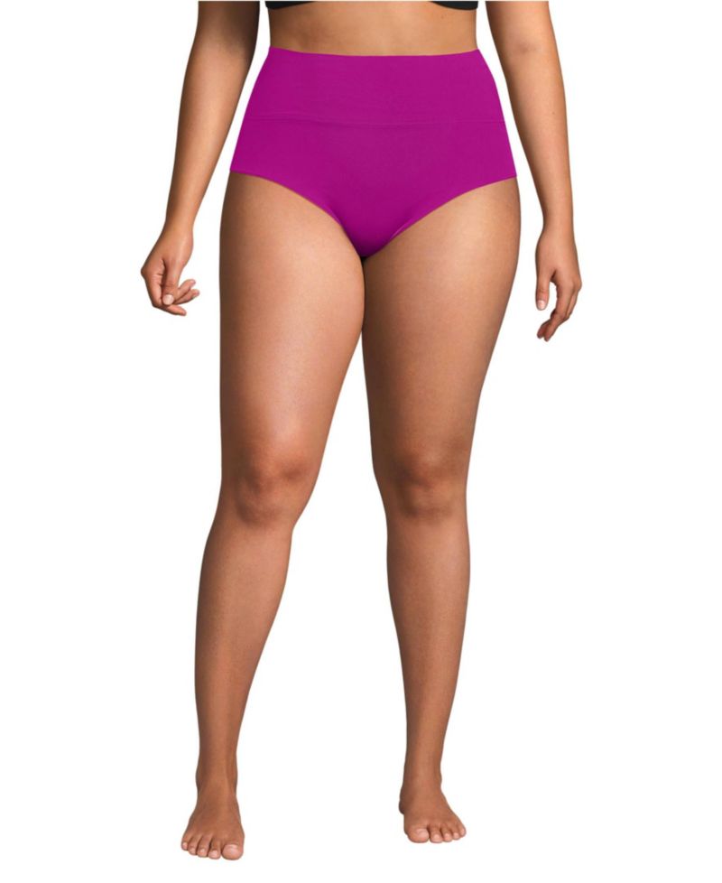 Plus Size Chlorine Resistant Pinchless High Waisted Bikini Bottoms