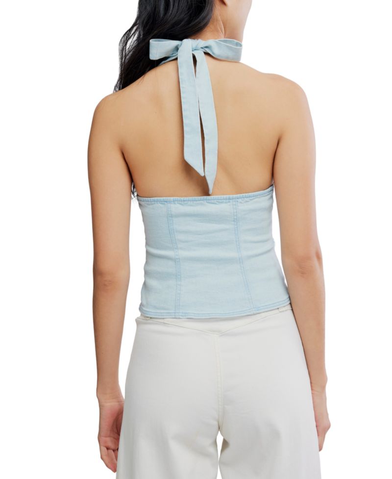 Women's Cotton-Blend Ramona Denim Halter Top