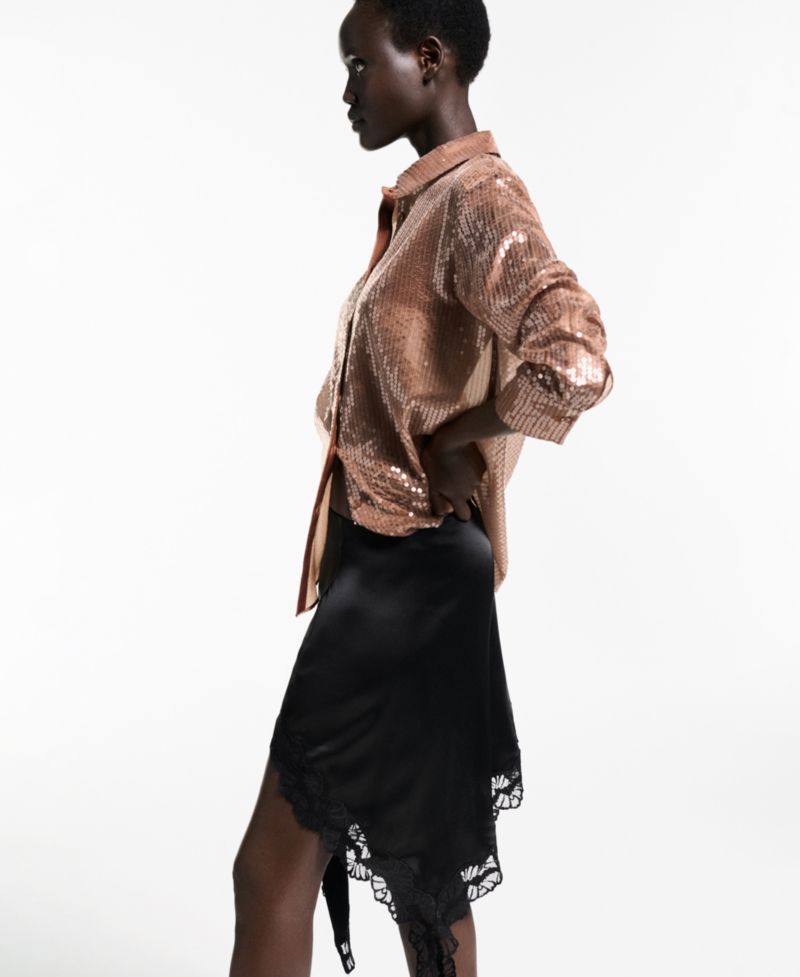 Women's Semi-Transparent Sequined Shirt