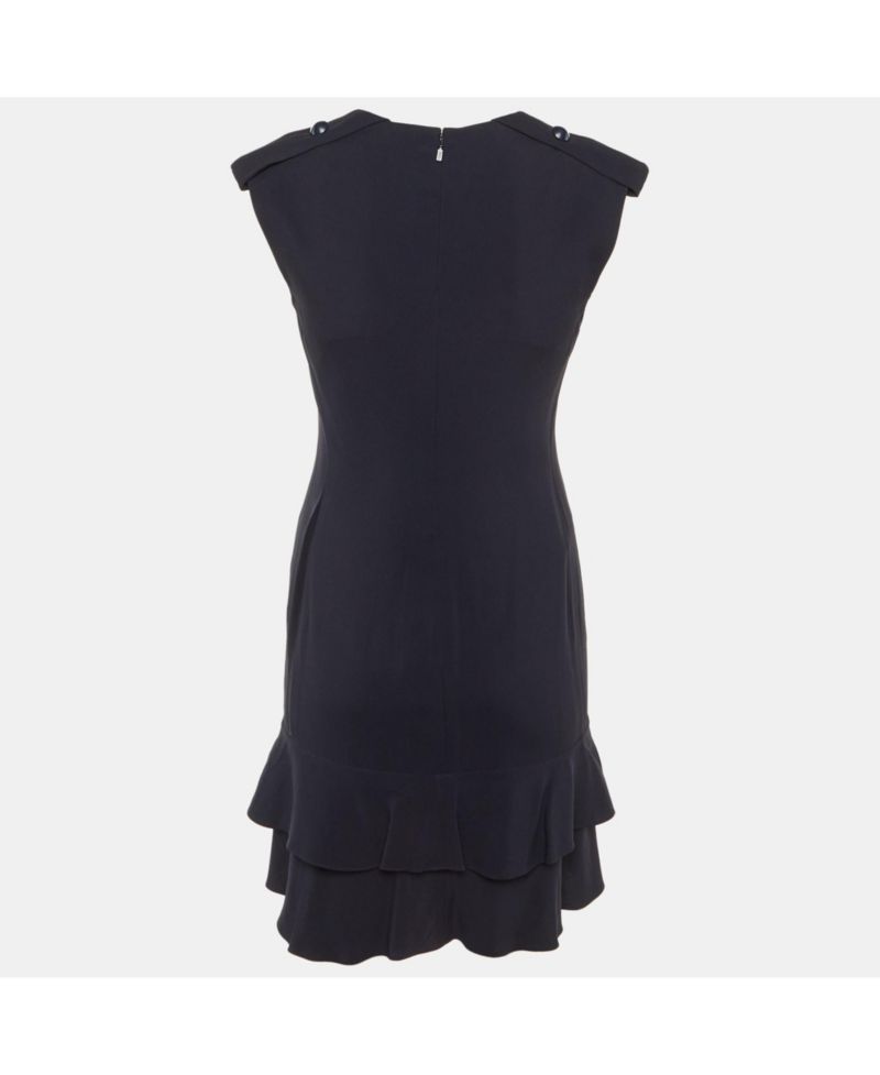 Women's Crepe Flounced Sleeveless Dress