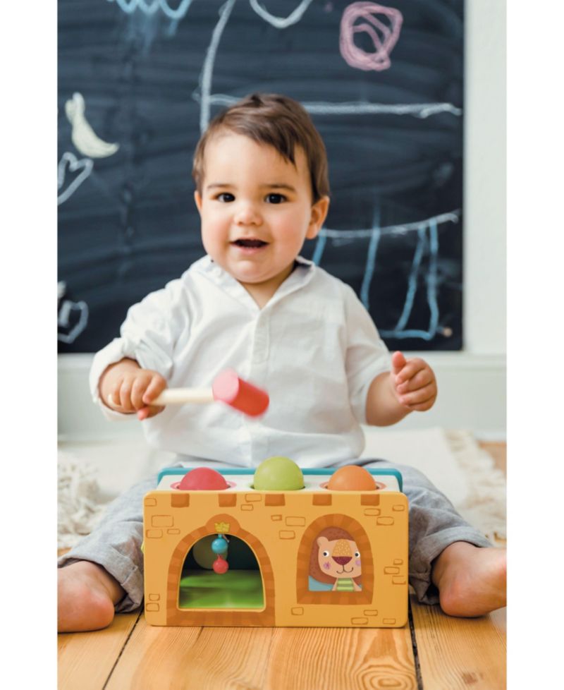 Little Castle Pound and Roll Montessori-Inspired Wooden Toy, 5-Piece Set