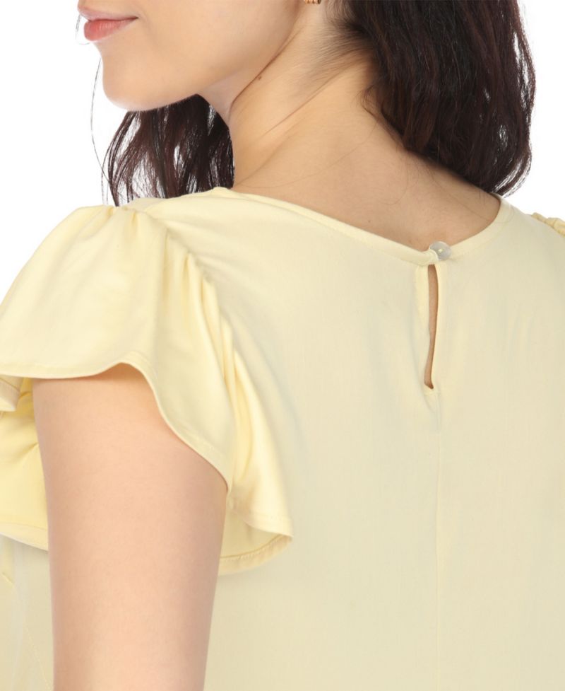 Women's Scoop Neck Flutter-Sleeve Maternity Dress