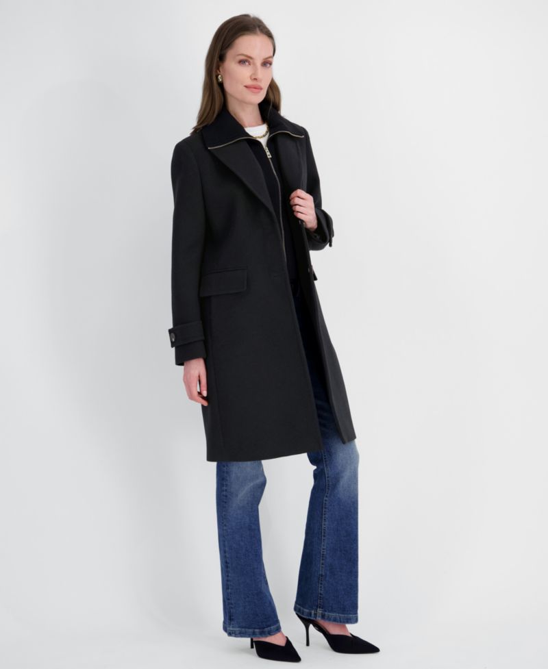 Women's Single-Breasted Knit Bibbed Coat