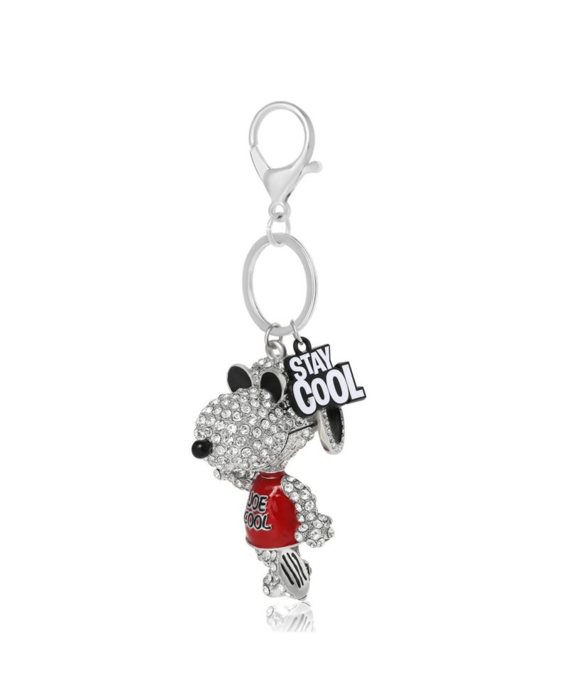 Snoopy 'Joe Cool' Crystal Keychain with Stay Cool Tag, Silver Tone
