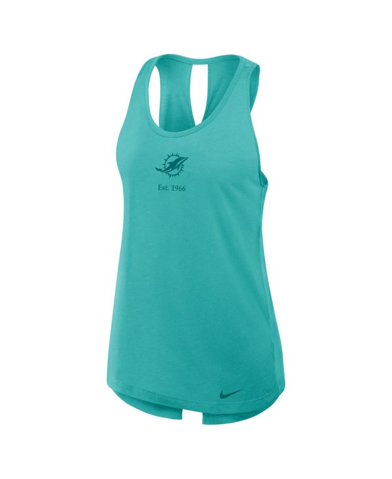 Women's Aqua Miami Dolphins Glory Crisscross Performance Tank Top