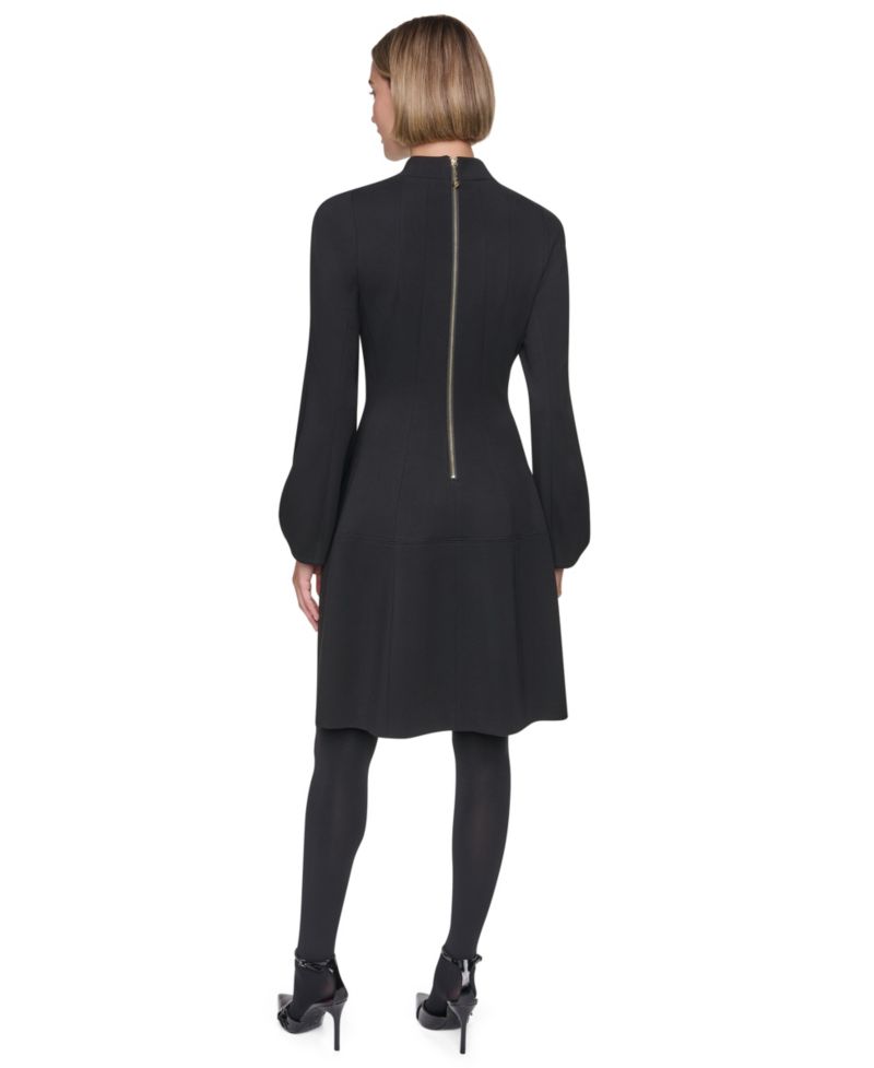 Women's Long-Sleeve Collared Domino Dress