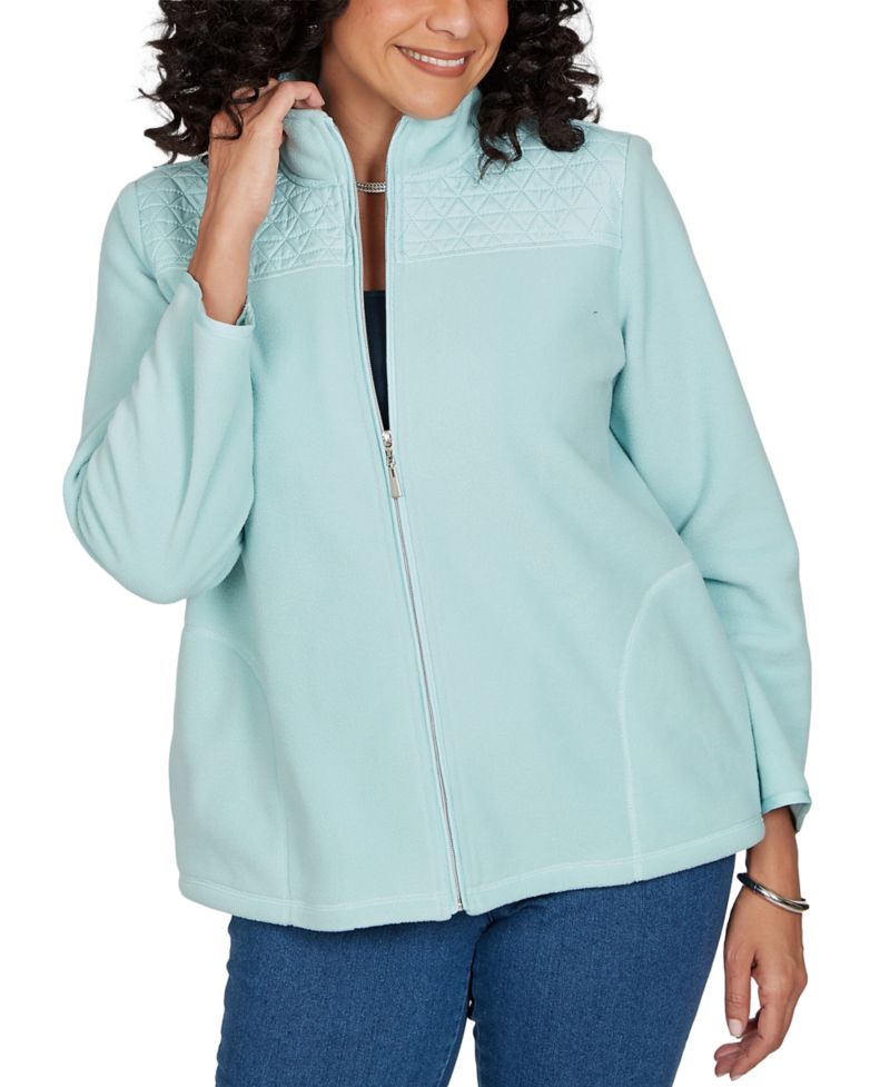 Petite Classic Quilted Zip Front Knit Jacket