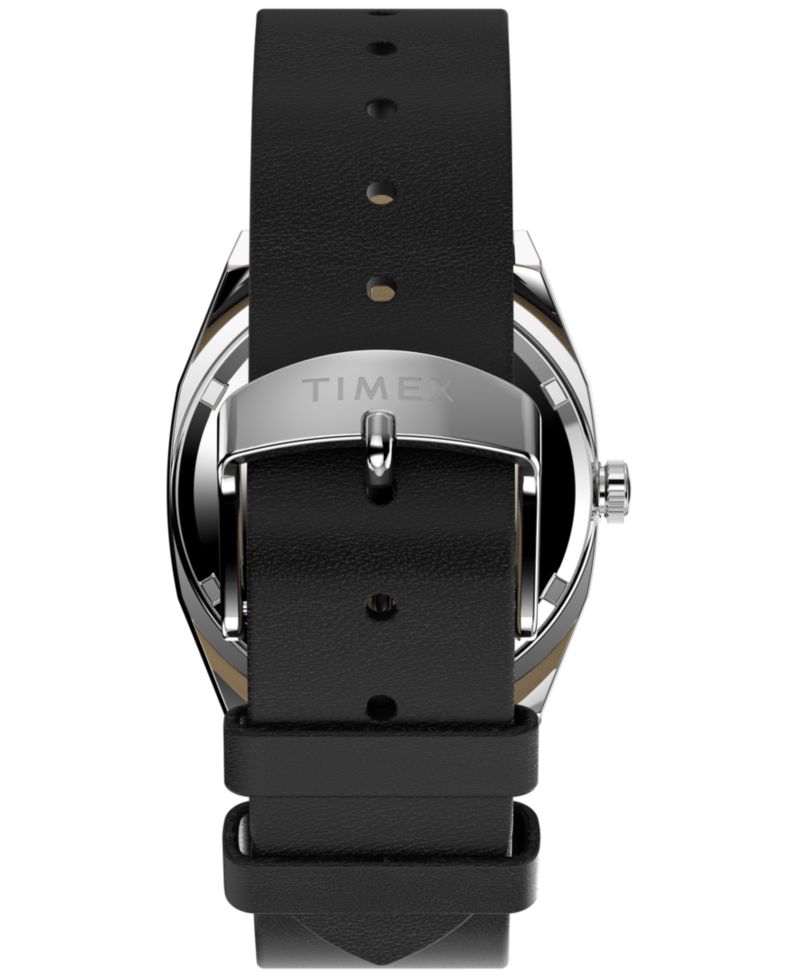 Men's Mechanical Automatic Black Leather Watch, 34mm