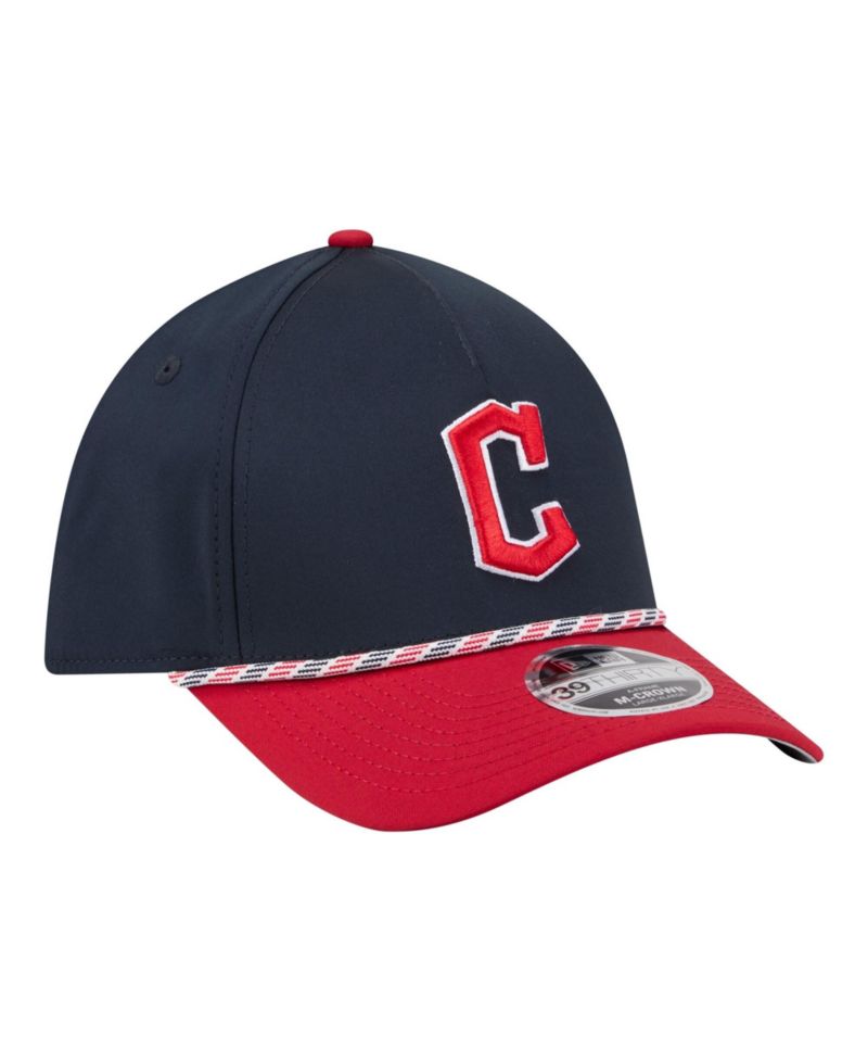 Men's Navy/Red Cleveland Guardians Rope M-Crown A-Frame 39THIRTY Flex Hat