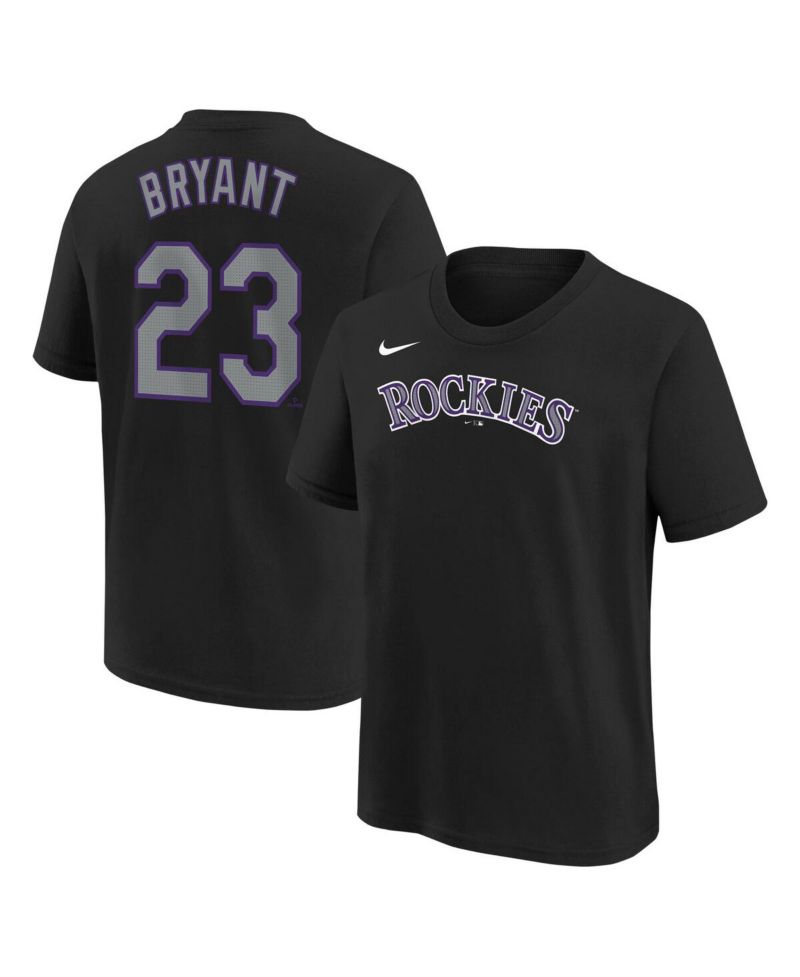 Big Boys and Girls Kris Bryant Black Colorado Rockies Home Player Name & Number T-Shirt