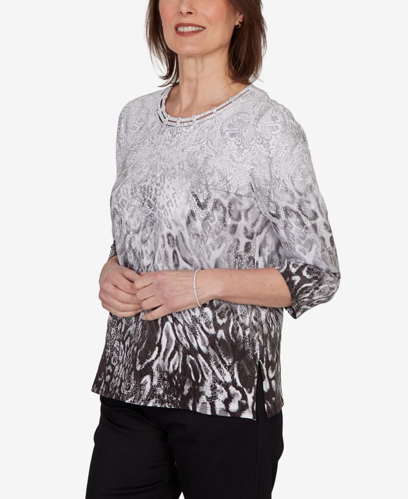 Petite Mono Ombre Animal Print Top