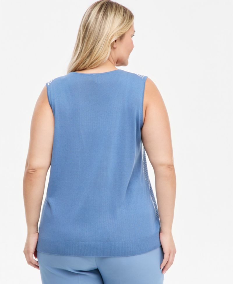 Plus Size Scoop Neck Sequin Sleeveless Tank