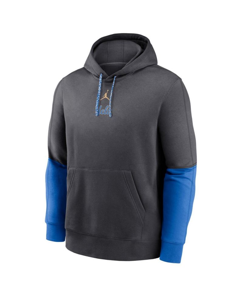 Men's Anthracite/Blue UCLA Bruins 2024 Sideline Club Pullover Hoodie