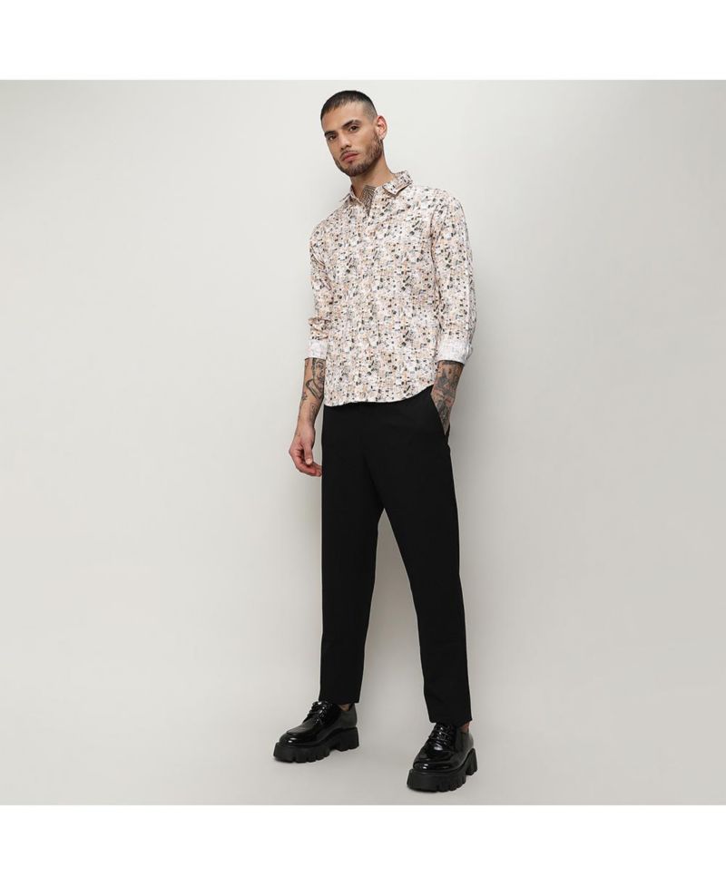 Men's Abstract Print Button Up Shirt