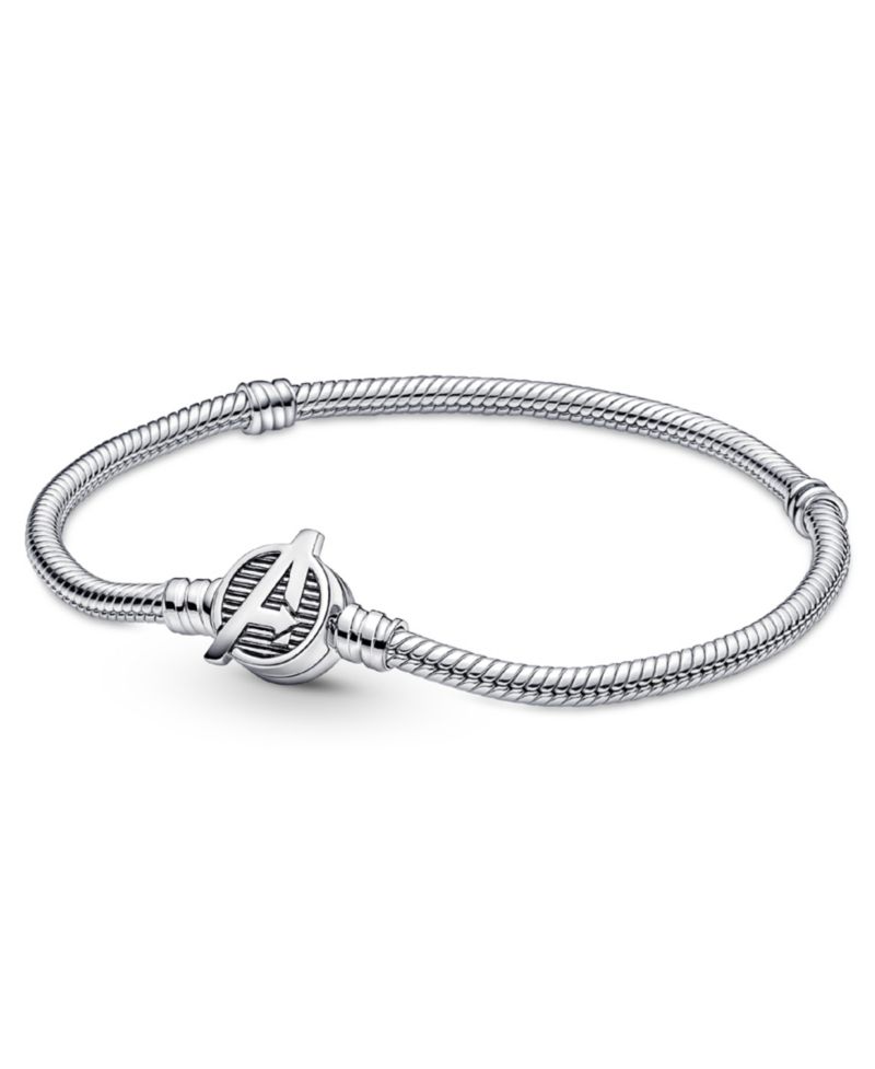 Moments Sterling Silver Marvel The Avengers Logo Clasp Snake Chain Bracelet
