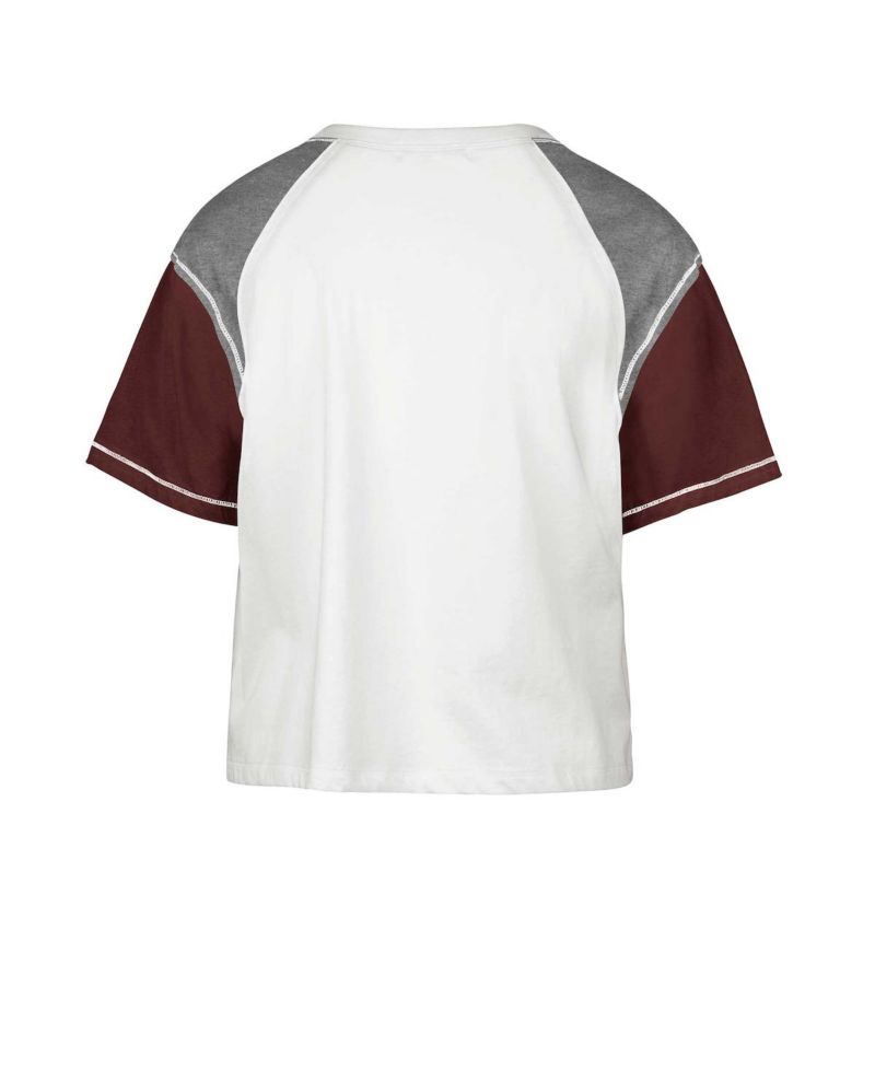 Women's White Distressed Alabama Crimson Tide Serenity Gia Cropped T-shirt