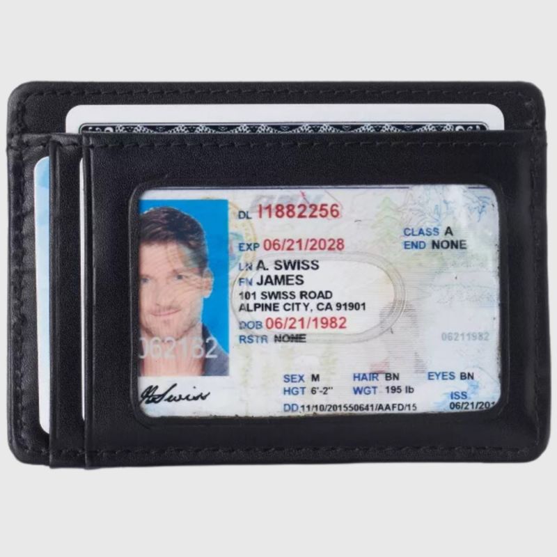 Men's RFID Money Clip Leather Minimalist Wallet Card Case ID Window