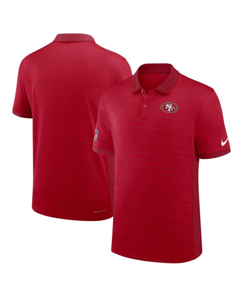 Men's Scarlet San Francisco 49ers Sideline Victory Stripe Performance Polo Shirt
