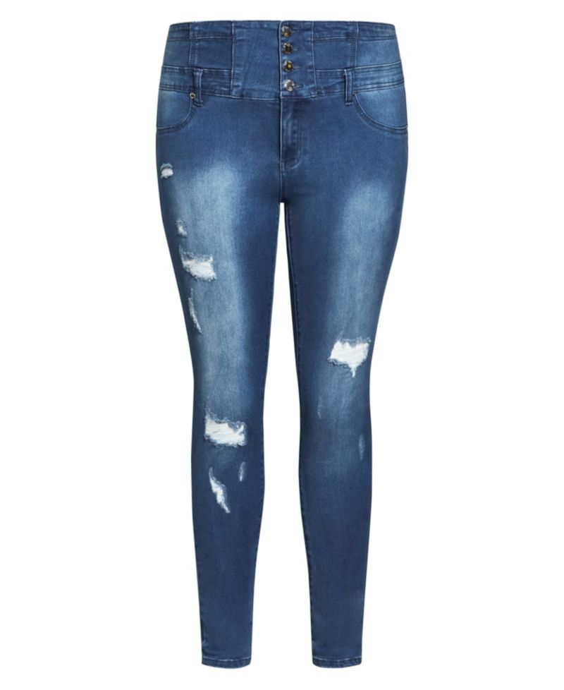 Plus Size Asha Rip Corset Skinny Jean
