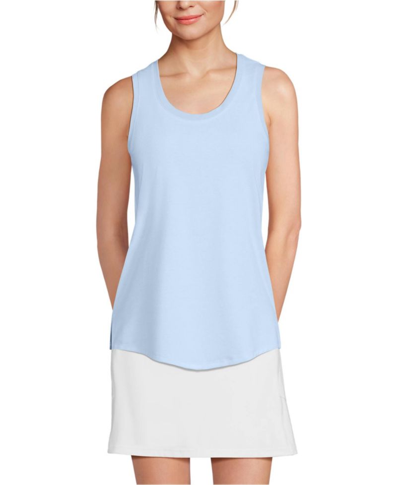 Women's Sleeveless Power Performance Scoop Neck Curved Hem Tunic Tank