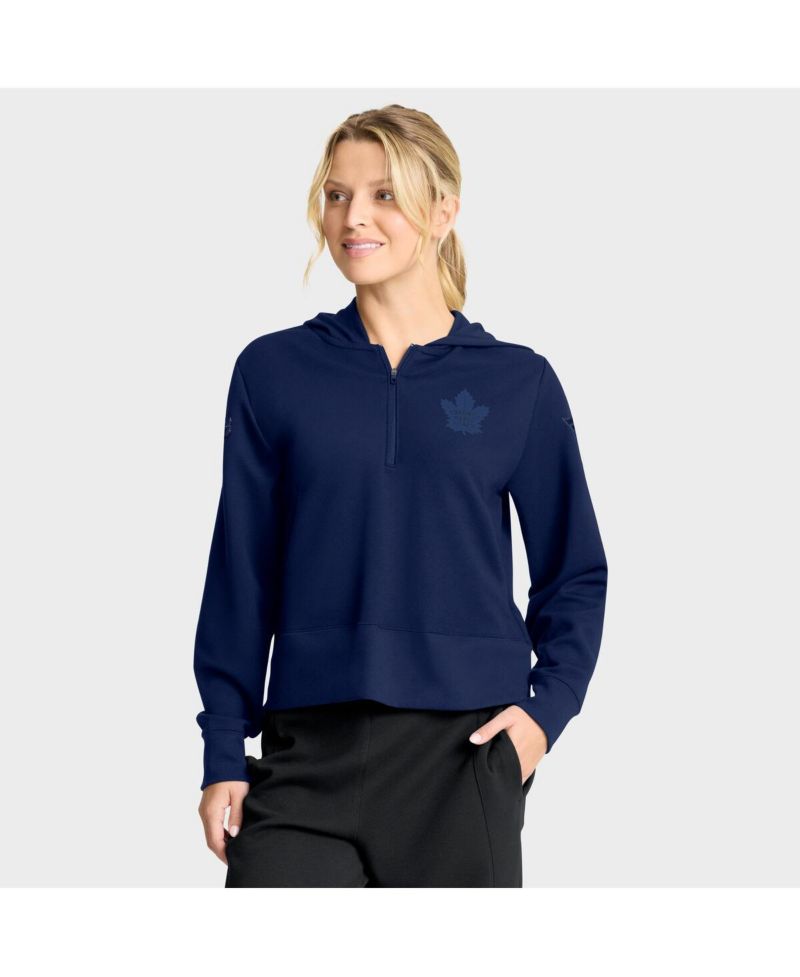 Women's Navy Toronto Maple Leafs Authentic Pro Road Tri-Blend Quarter-Zip Hoodie