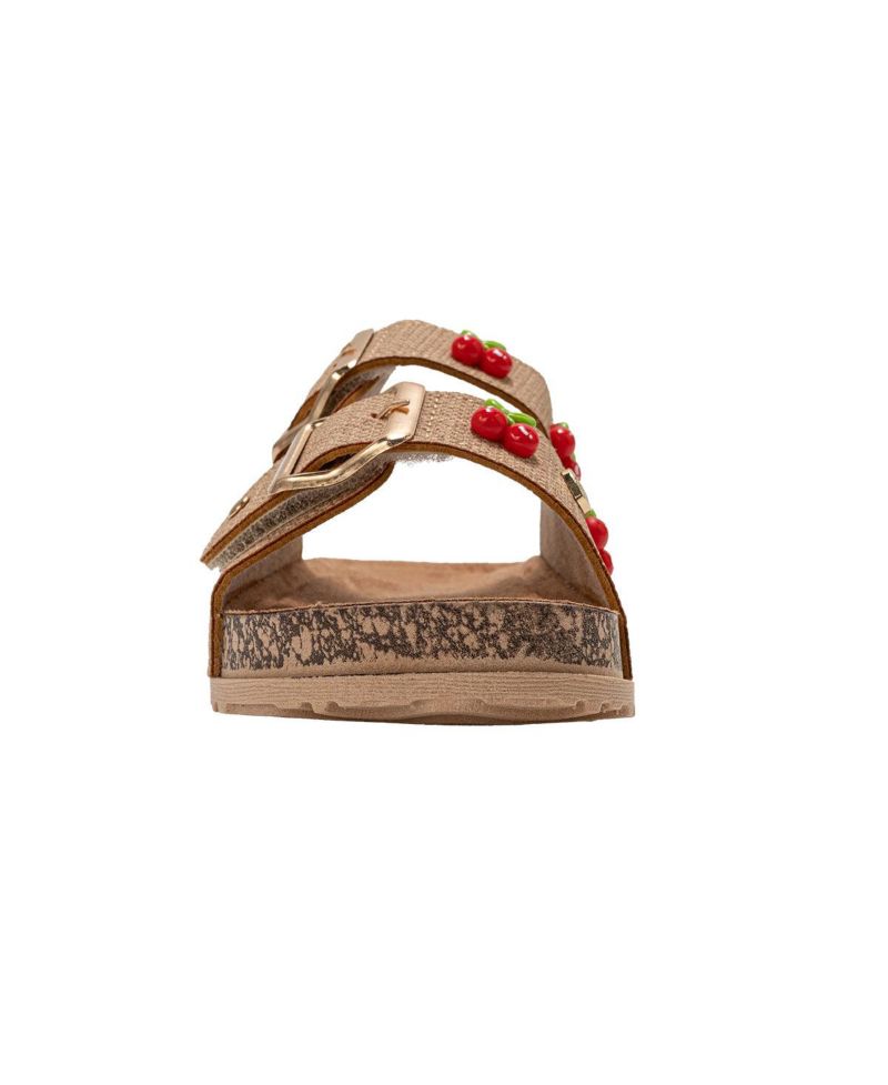 Girls Sandals - Comfortable, Easy Slide-On with Cherry Charm Detail